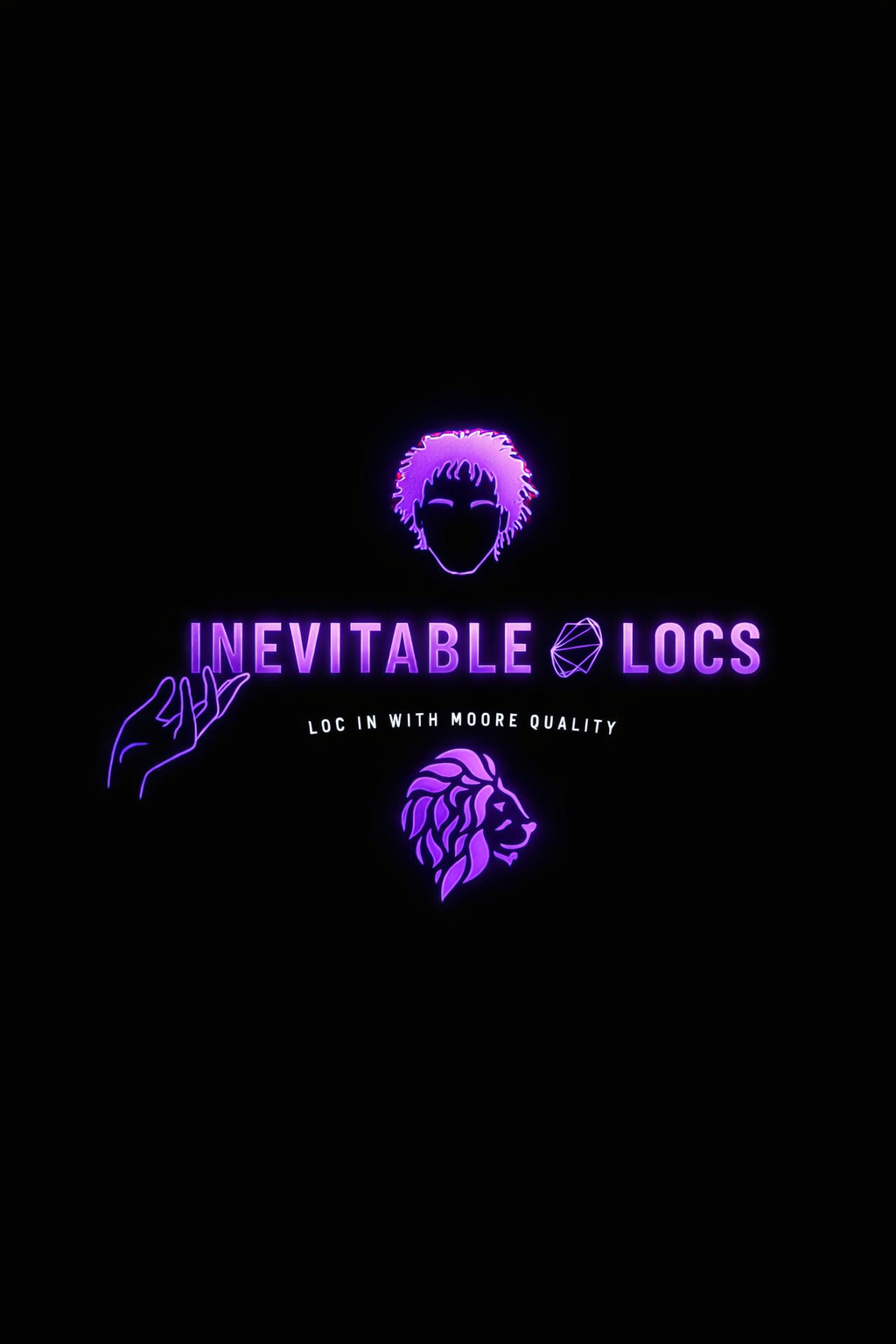 Inevitable Locs official purple neon logo